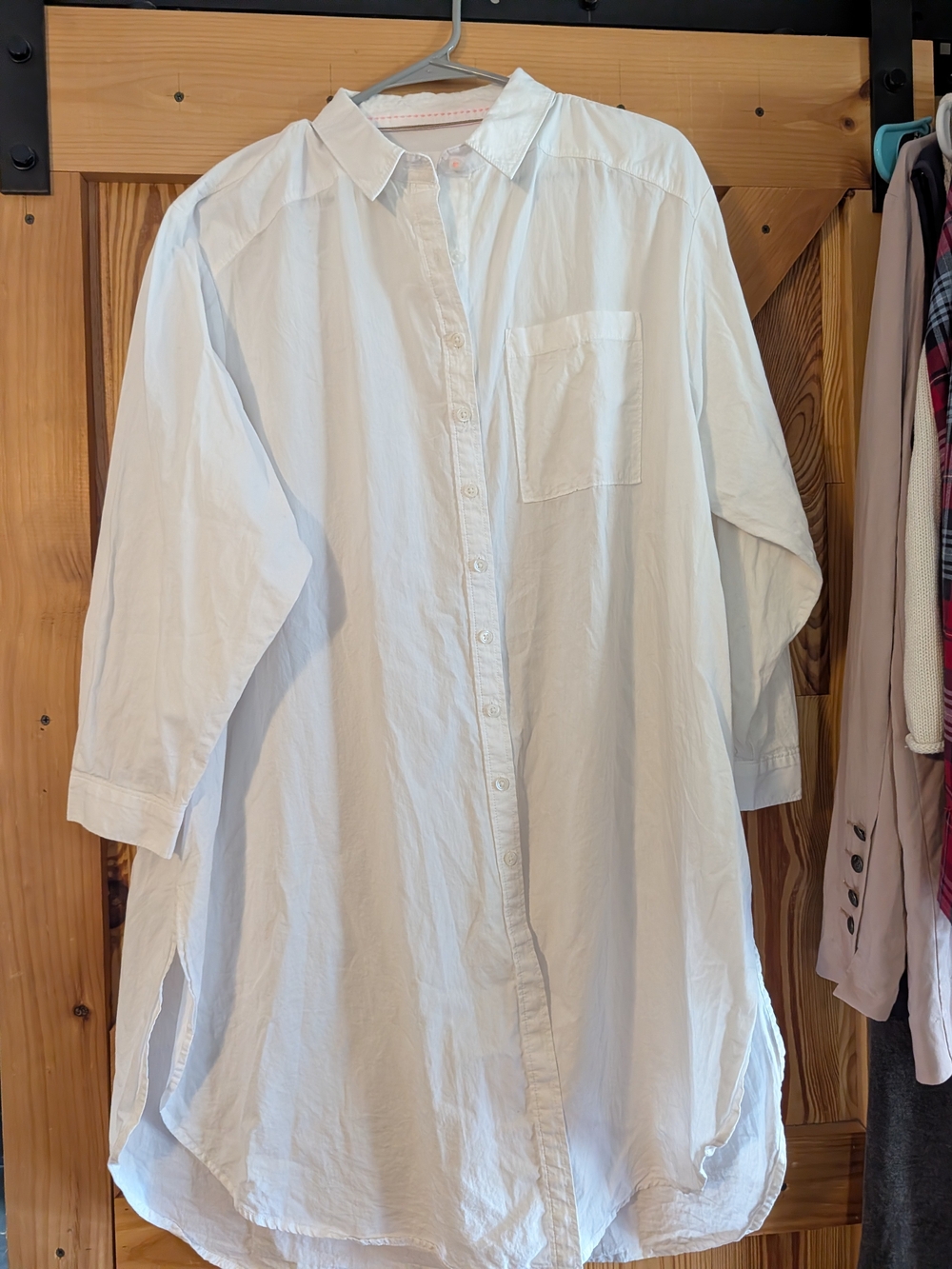 Anthropologie Women's Oversized White Casual Button-Down Shirt Dress Tunic